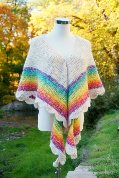 Crescent Rainbow Shawl Crochet Pattern