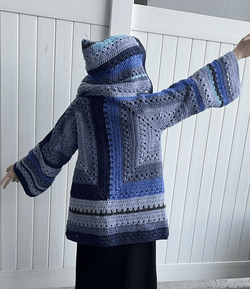 Crochet Hexagon Cardigan with hood