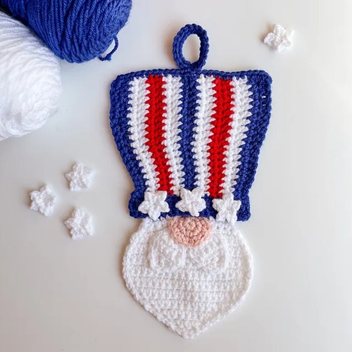 Crochet Patriotic Gnome Hot Pad Free Crochet Pattern