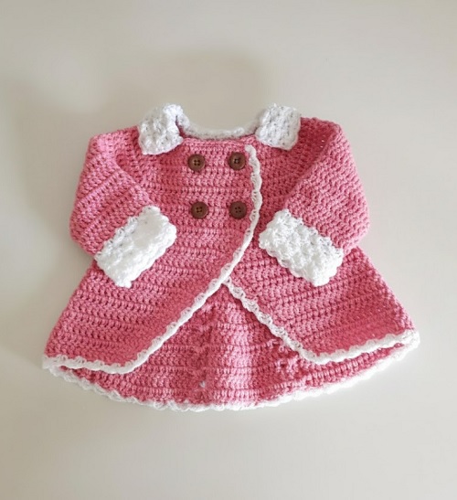 crochet double breasted baby coat