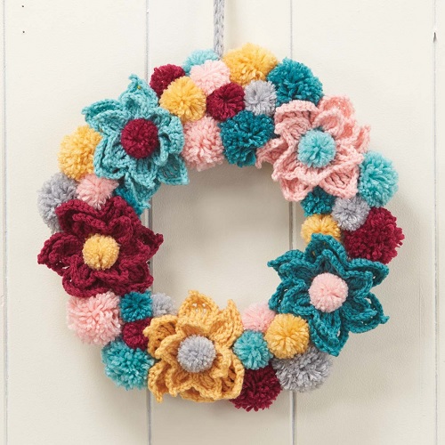 Pom-Pom Flower Wreath