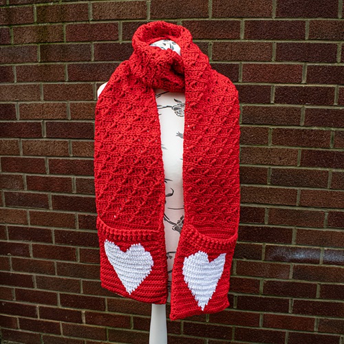 Scarf With Pockets Heart Motifs