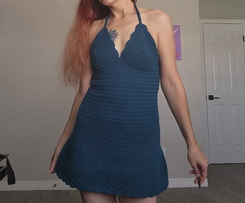 Scalloped Halter Summer Dress