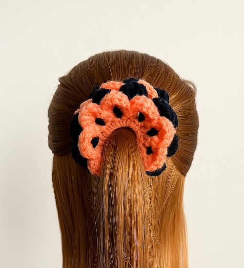 Orange and Black Crochet Scrunchies