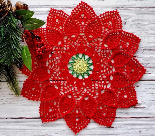 crochet Poinsettia Doily