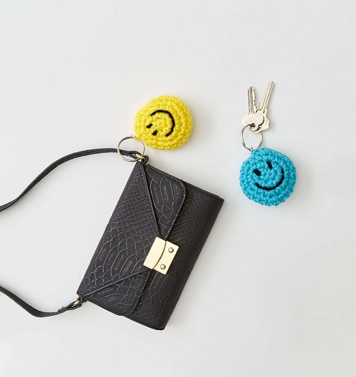 Crochet Smiley Emoticon Key Chain