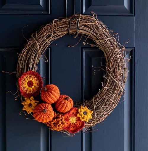 Crochet Fall Wreath Free Patterns