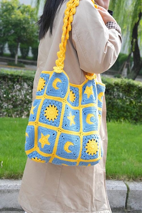 Crochet Star Granny Square Bag