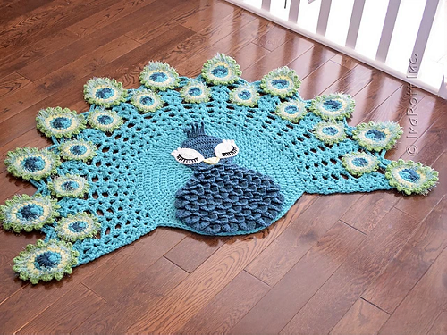 Crochet Peacock Rug Idea