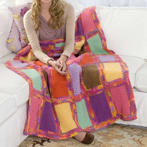 Crochet Scrap Quilt Throw Pattern