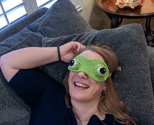 Easy Crochet Sleep Mask with 3D Eyes Free Pattern