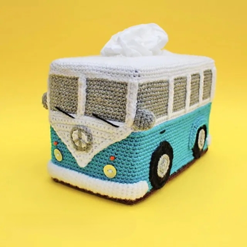 Crochet Hippie Retro Van Tissue Box Cover