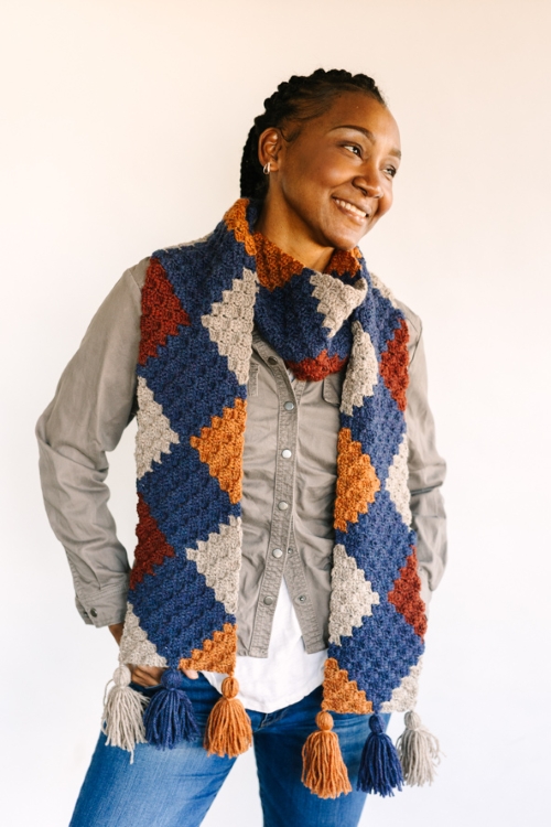 Delani Diamond C2C Scarf