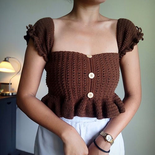 Crochet a Ruched Sleeve Lace Top
