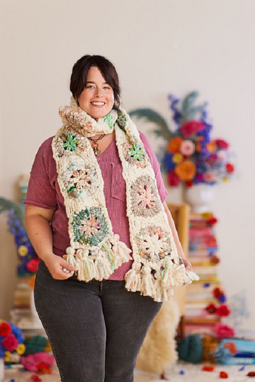 Crocheted Chunky Tasseled Scarf