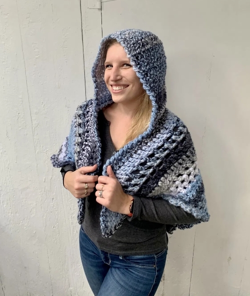 Frozen Lakes Hooded Cape Free Crochet Pattern
