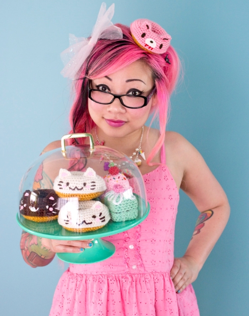 Crochet Kitty Donut Hair Clip