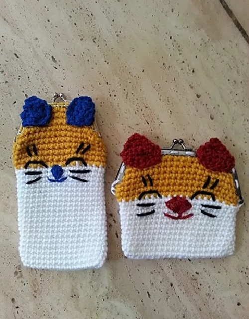 Crochet Quick and Easy Beginner Lucky Cat Small Purse