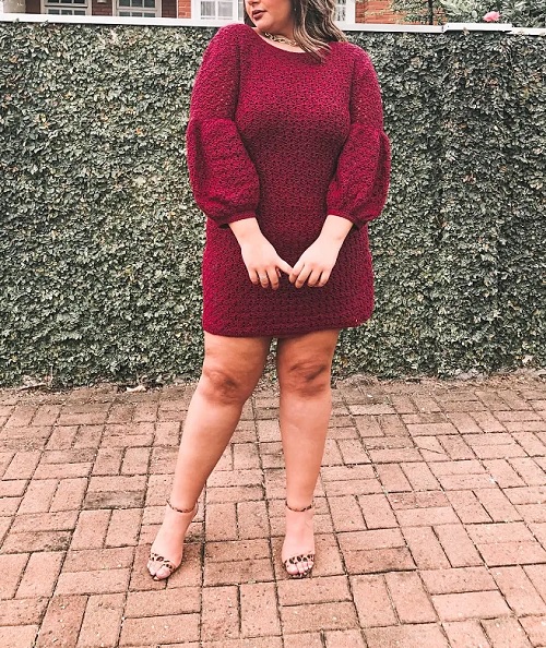 crochet-dress-with-puff-sleeves