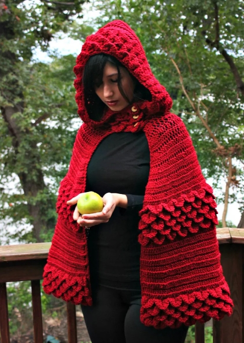 Crocodile Stitch Hooded Cape