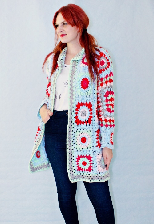 Crochet Oversized Granny Square Sweater Free Pattern