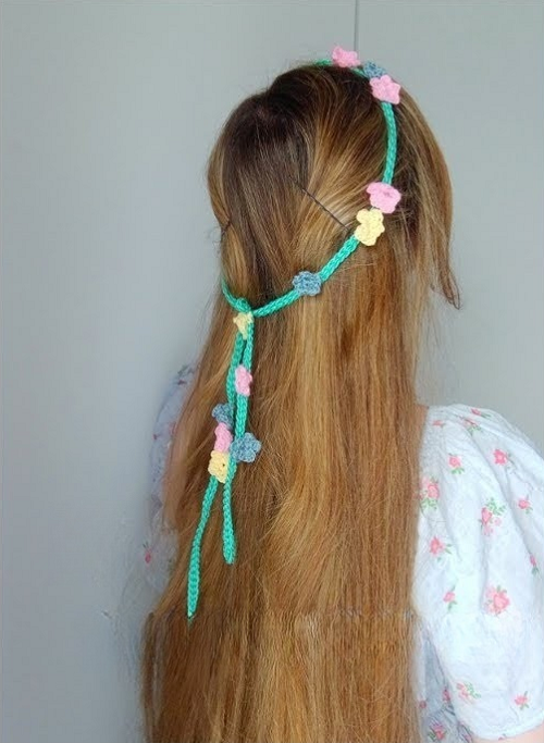 Crochet Flower Chain Headband Free Patterns 3