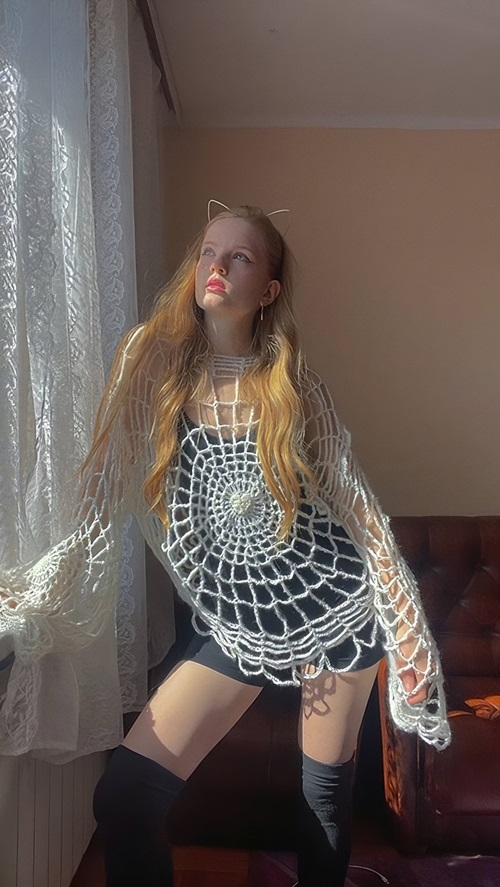 Crochet Spider Web Top With Heart Motif
