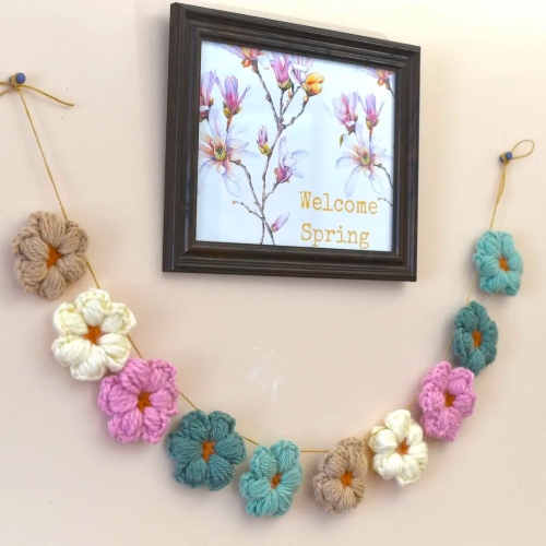 Crochet Colorful Daisy Flower Garland