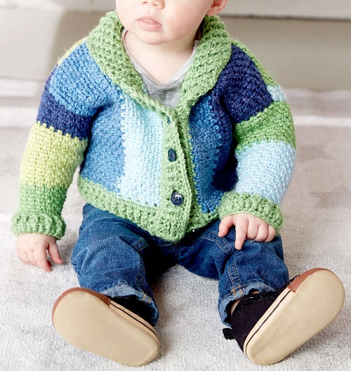 Shawl Collar Baby Crochet Cardigan