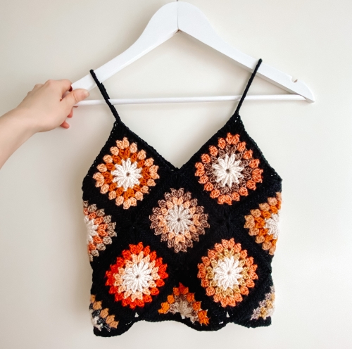 Crochet Granny Square Flower Crop Top