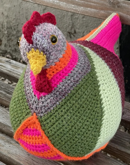 crocheted emotional support chicken