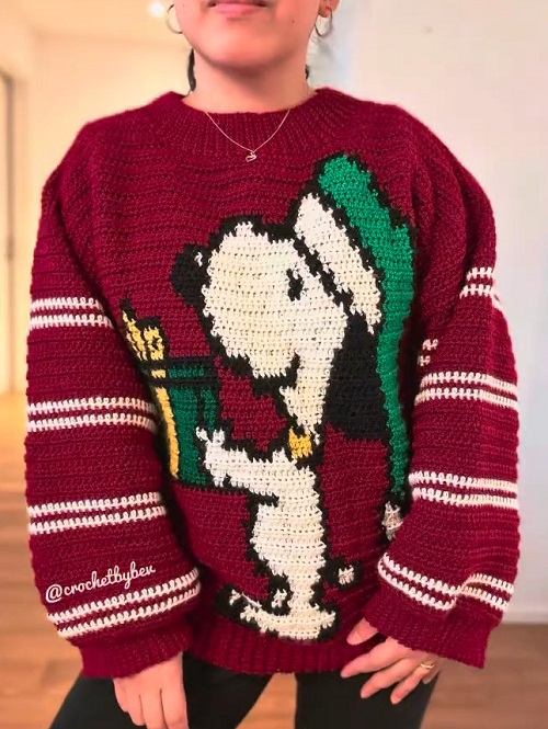 CROCHET SNOOPY CHRISTMAS SWEATER