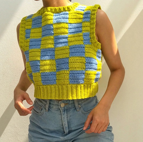 Spring-Inspired Checkmate Vest Crocheted Pattern