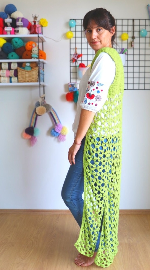 Crochet 70s Long Vest