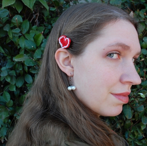 Tiny Valentine Crochted Hair Pin