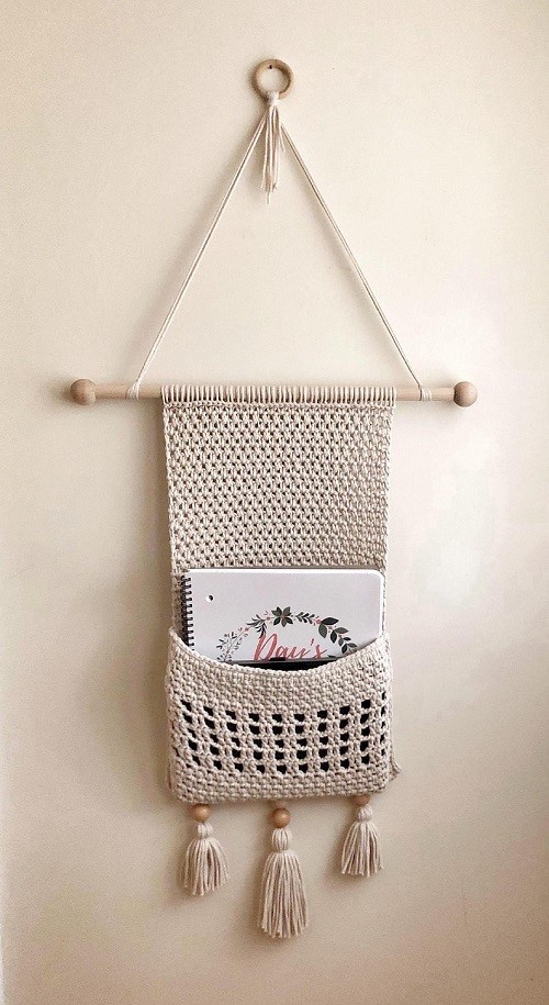 Macrochet Pocket Wall Hanging Magazine Holder