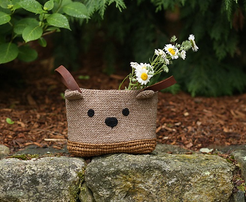 Crochet Bear Bike Basket