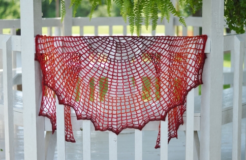 Sunset on Fire Crescent Shawl