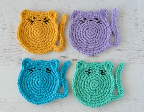 Cute Crochet Cat Coasters