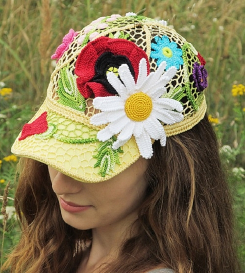 Crocheted Floral Baseball Cap