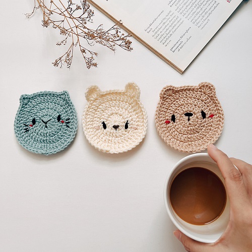 Easy and Cute Crochet Animal Coasters Patterns 3