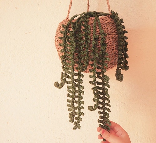 Crochet Hanging Fernt Plant Free Pattern