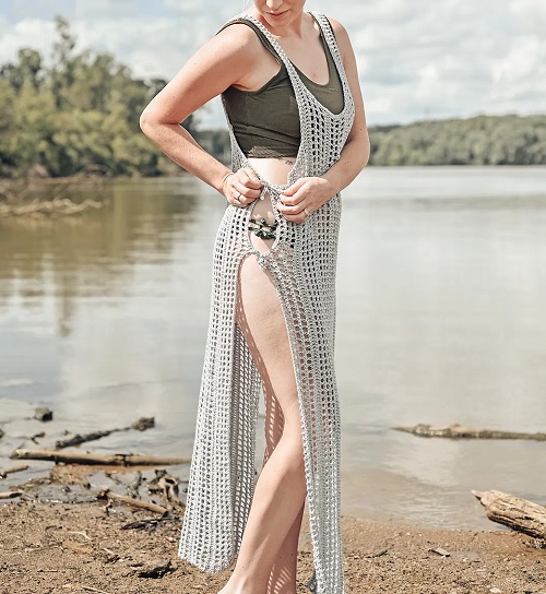 Crochet Maxi Cover-Up Dress Free Patterns 1
