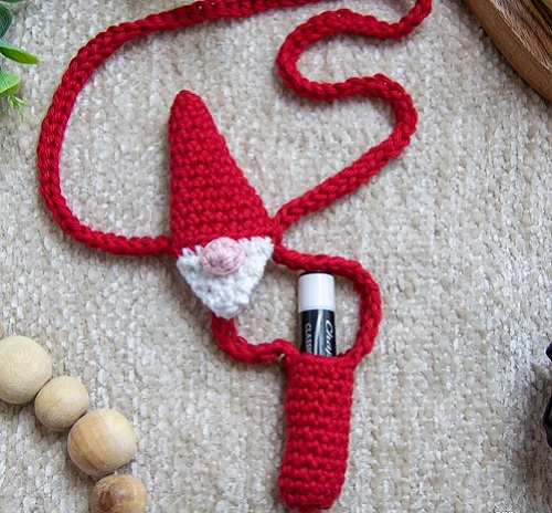 Santa Gnome Crochet Lip Balm Holder Pattern