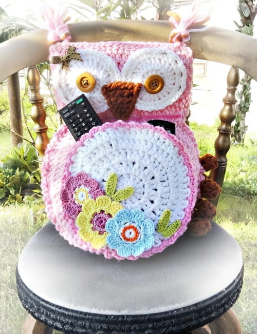 Crochet Owl Remote Control Holder