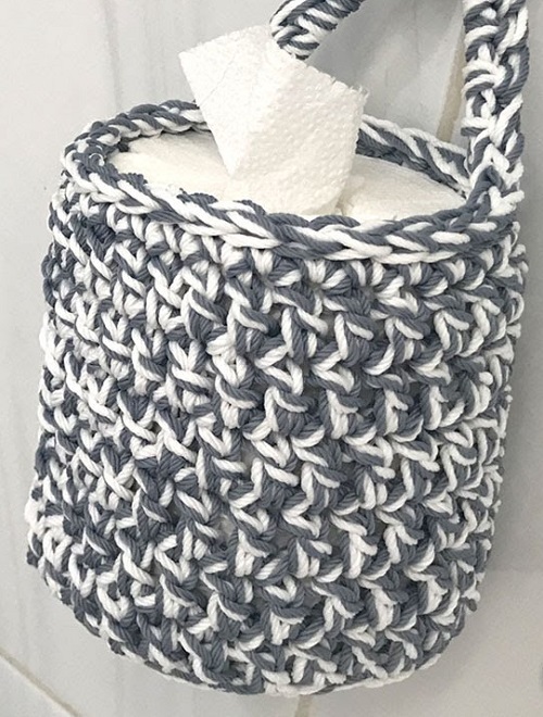 Easy and Cute Crochet Toilet Paper Roll Basket pattern 3