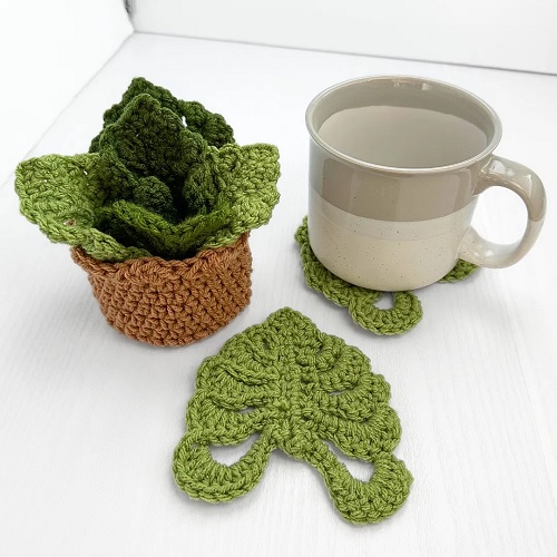 Monstera Leaf Coaster Set