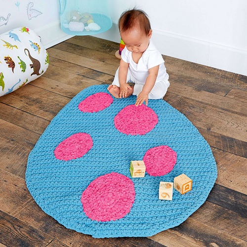 Free Bernat Crochet Dino Egg Rug Pattern