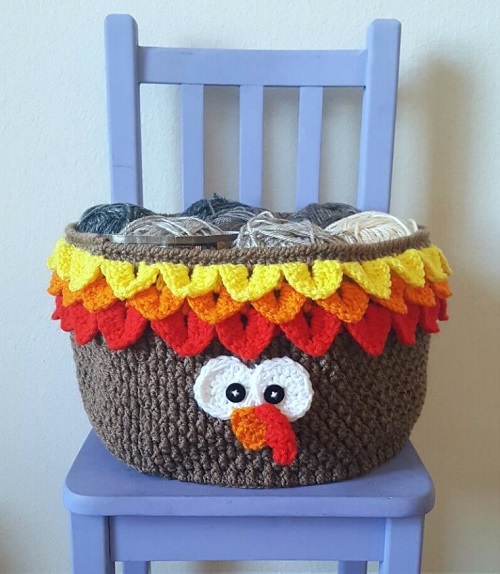 Turkey Yarn Basket Crochet Pattern