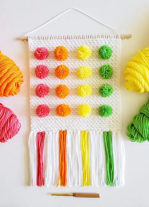 Crochet Pom Pom Wall Decor Free Patterns